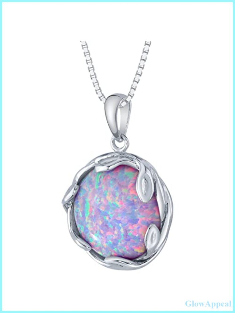 PEORA Lab Grown Purple Fire Opal Pendant 925 Sterling Silver 18 inch Chain